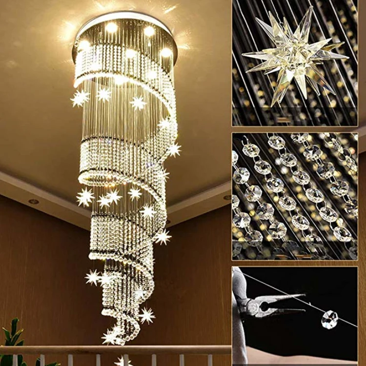 クリスタルスワールレインドロップシャンデリアライト装飾ホール