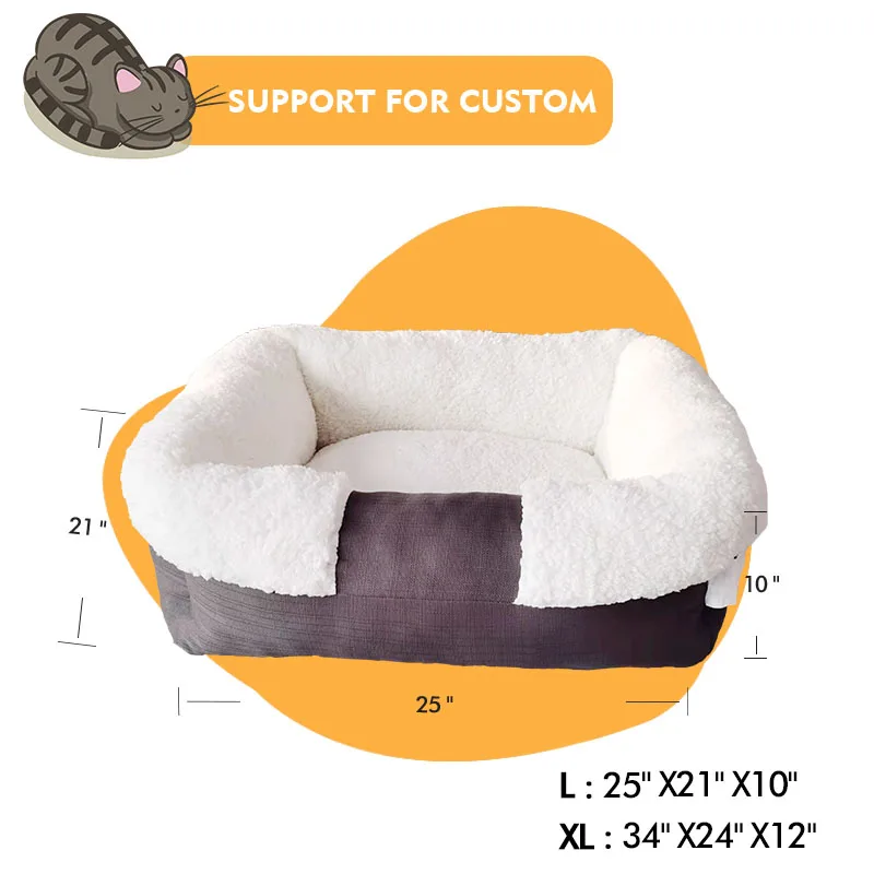 customized free shipping luxury quality fluffy comfortable orthopedic dog sofa bed factory