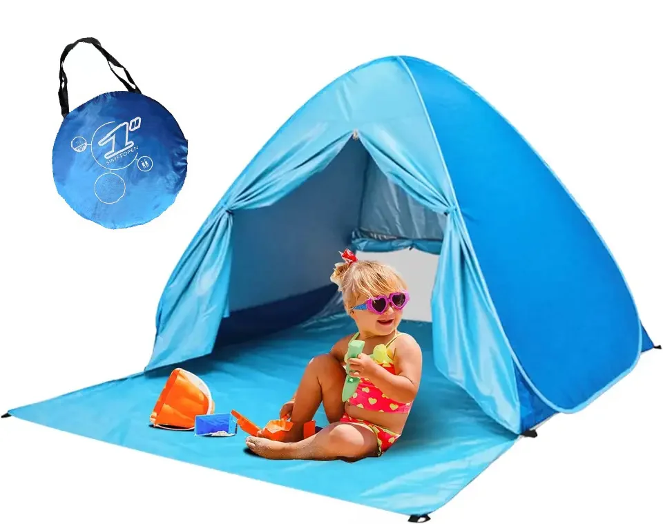 Outdoor Anti UV Beach Shelter Sun Shade Pop Up Tent Instant Portable Camping Beach Tent with Extended Floor