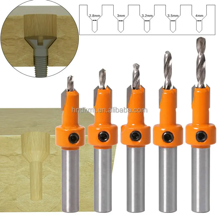Wood Countersink Drill Bit Screw Set Countersinking for Woodworking ...