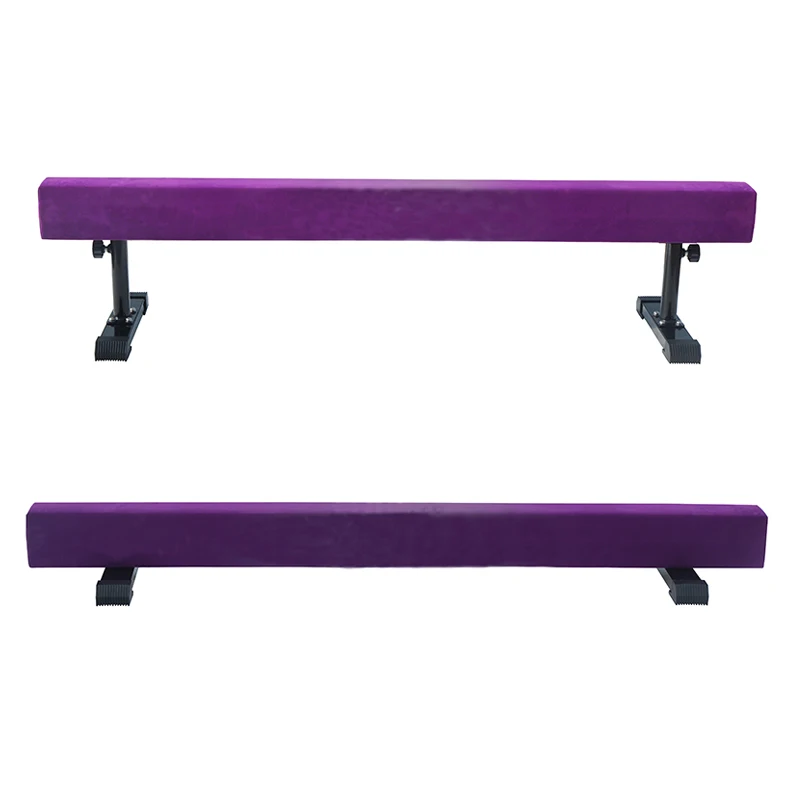 Seliyoo 8ft Adjustable Gymnastic Beam,high-Low Level Competition Type,Faux Suede Cover with Legs and Wheels 