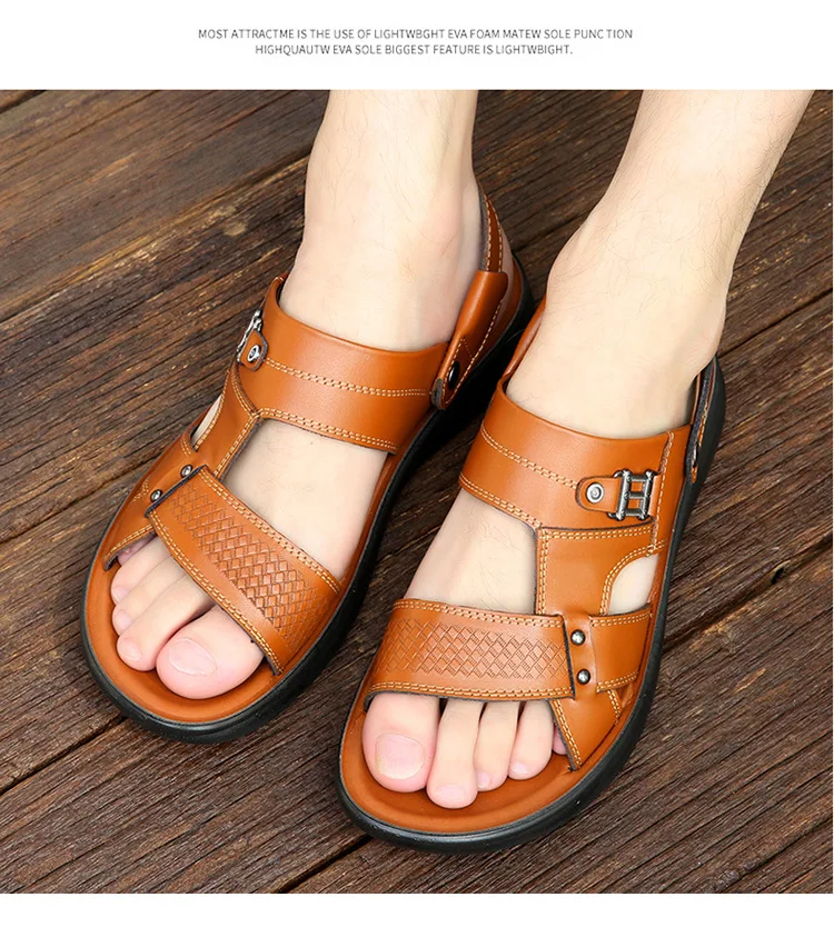 Wholesale Non-Slide Male Slippers - Genuine Leather Sandals display picture 2