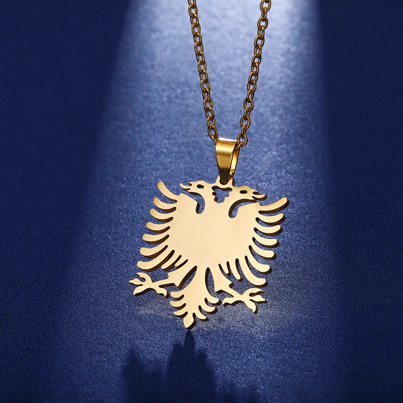 TUDUDU Albania Eagle Pendant Necklace For Men Women Gold Color Albanian  Jewelry Ethnic Gifts Kosovo Length 60cm*3mm, Stainless Steel : Amazon.se:  Fashion