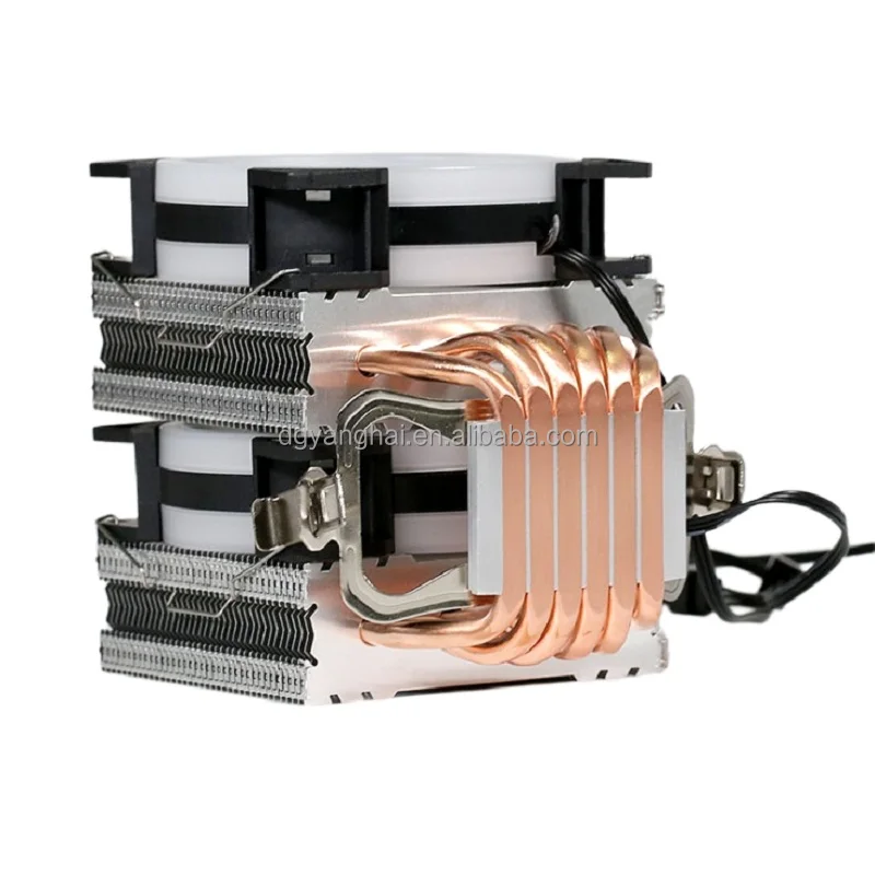 Led Rgb Cpu Cooler Fan Cooling Tower Dual Fans 2,4,6 Copper Heatpipes Universal For Pc Amd