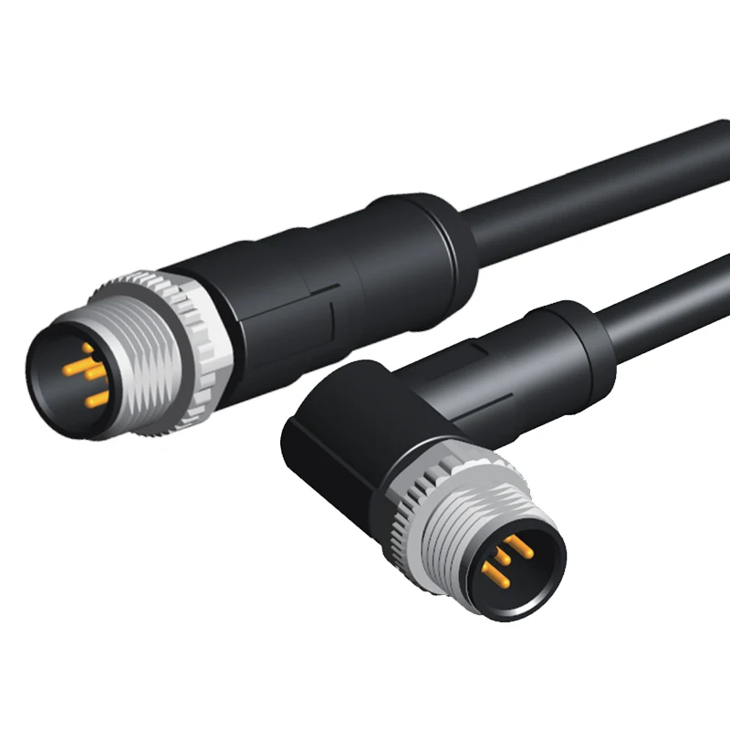 5A Pa66 M12 Waterproof Connector Male Straight 90 Degree ROHS