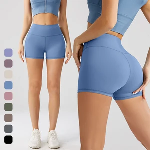 High Waist Women's Biker Sports Shorts Custom Logo Elastic Yoga Cycling Leggings Breathable Knitted Casual Style-Wholesale
