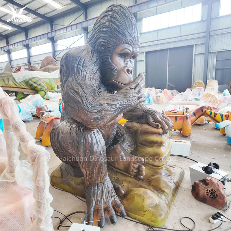 China Manufacturer Life Size Animatronic Animals Gorilla Model for Jungle Zoo Park Decoration Props Realistic Chimpanzee Statue