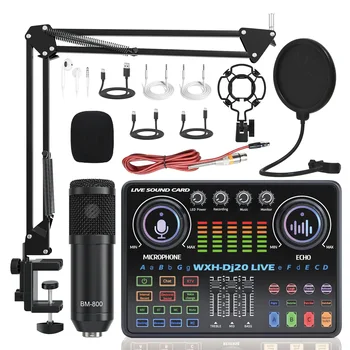 DJ20 Portable 48V Sound Card Noise Reduction for Microphone Mobile Phone Plug-and-Play Streaming Equipment for Outdoor Use