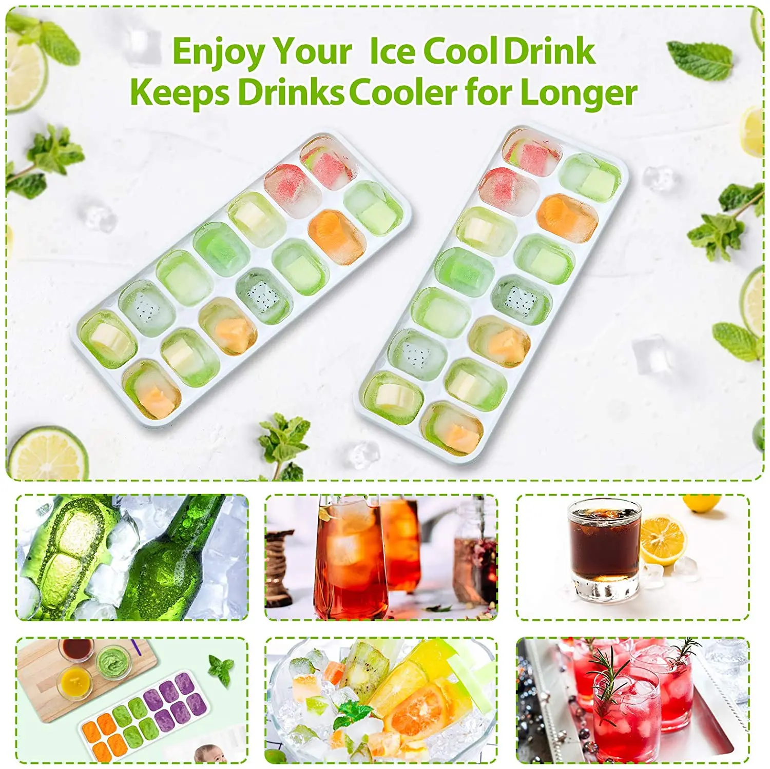Wholesale Customized Kitchen Accessories Silicone Summer Mold Ice Cube Tray