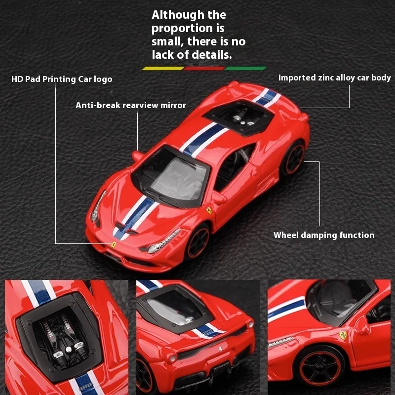 1:64 Scale Racing for Ferrari 458 LaFerrari 488 Die-Cast Miniature Alloy Car Model for Kids