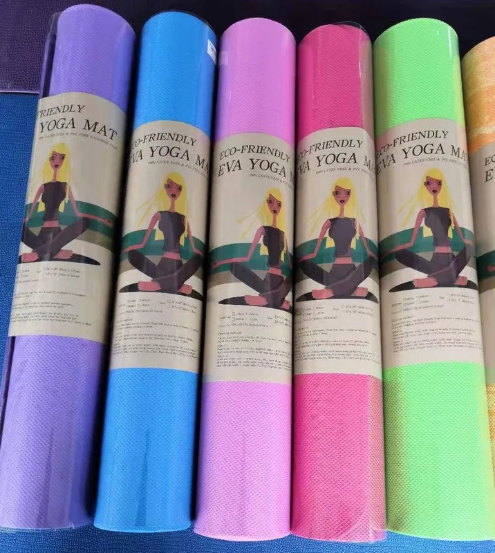 Custom Logo Yoga Mat Ecofriendly Natural Fitness Mat Nonslip 4mm Eva