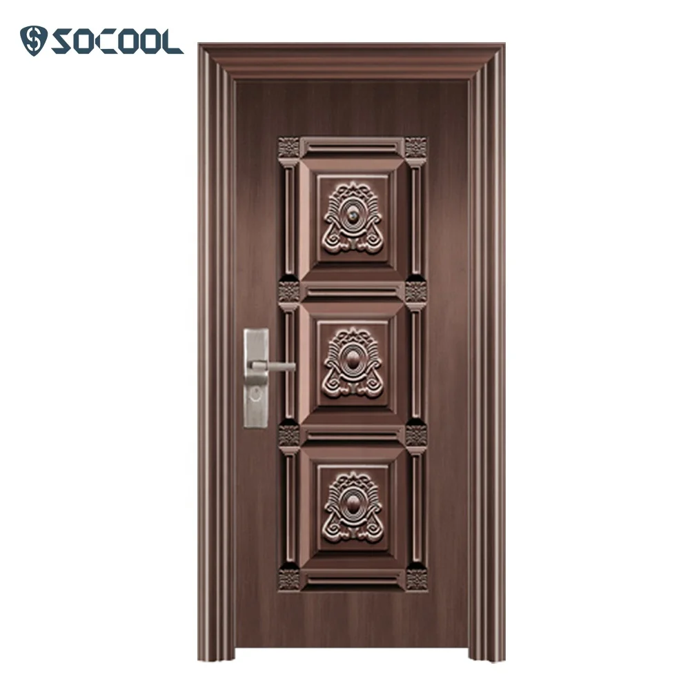 Steel Main House Puerta De Seguridad Steel Door Exterior,Entrance Imitate Bronze Front Security Modern Steel Doors