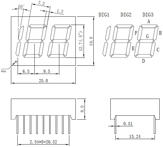 18 Pins Common Cathode 188 7 Segment LED Display 0.5 Inch 3 Digit