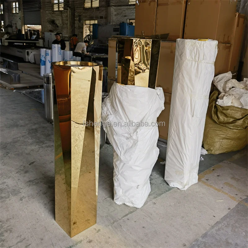 110cm Metal Gold Flower Pot / Garden Big Planters Tall Vase for Home Decor