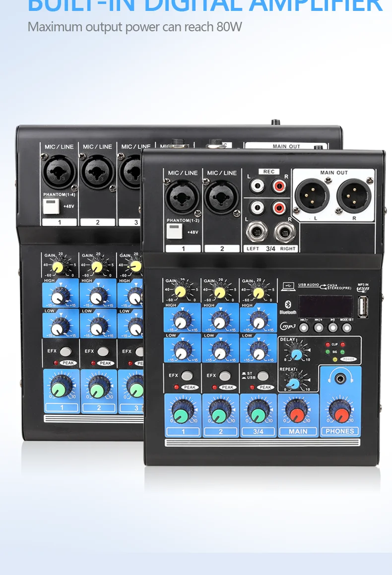 Professional Audio Mixer Sound Card Dj Mixing Console System Usb Blue
