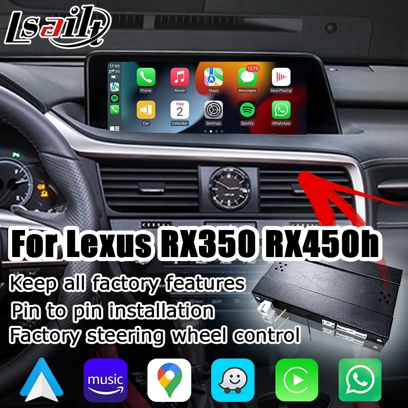 Lsailt Wireless Carplay Android Auto Interface Box for Lexus RX350 RX450h RX200t RX Support Mirror Link