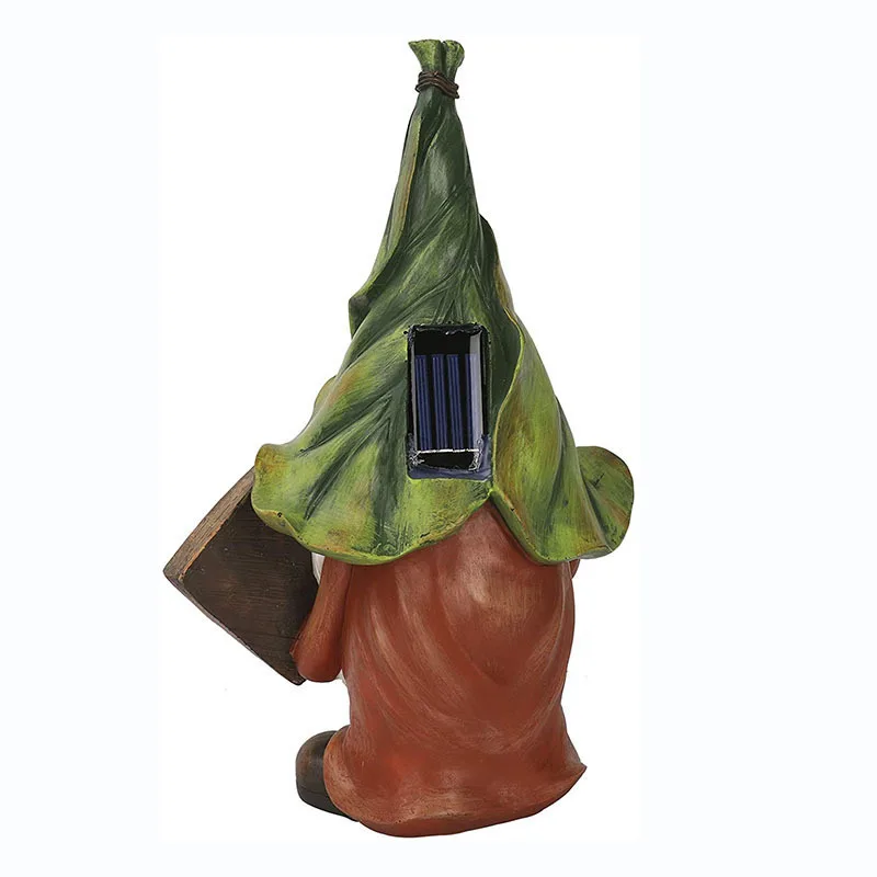 Наружное водонепроницаемое украшение для сада, статуэтка гнома из смолы, знак приветствия со светодиодами на солнечной батарее