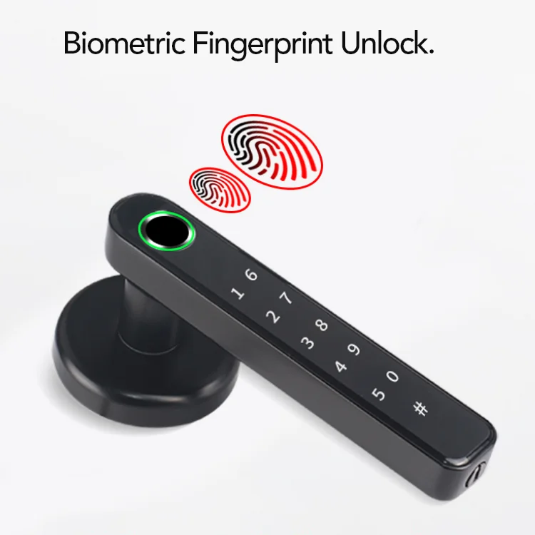 Tuya App  Handle Fingerprint Lock High Security Password Card Digital Electronic Smart Door Lock