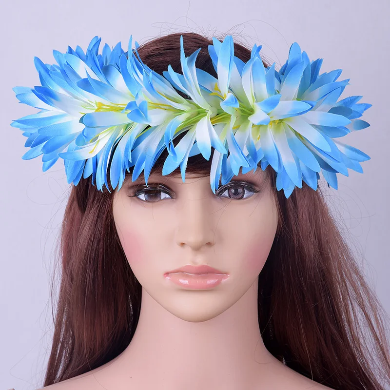 Lot de 24 décorations de fête hawaïennes à fleurs hawaïennes, colliers, bracelets, bandeaux, cadeaux de fête sur le thème de la plage, fournitures de fête sur le thème de la plage