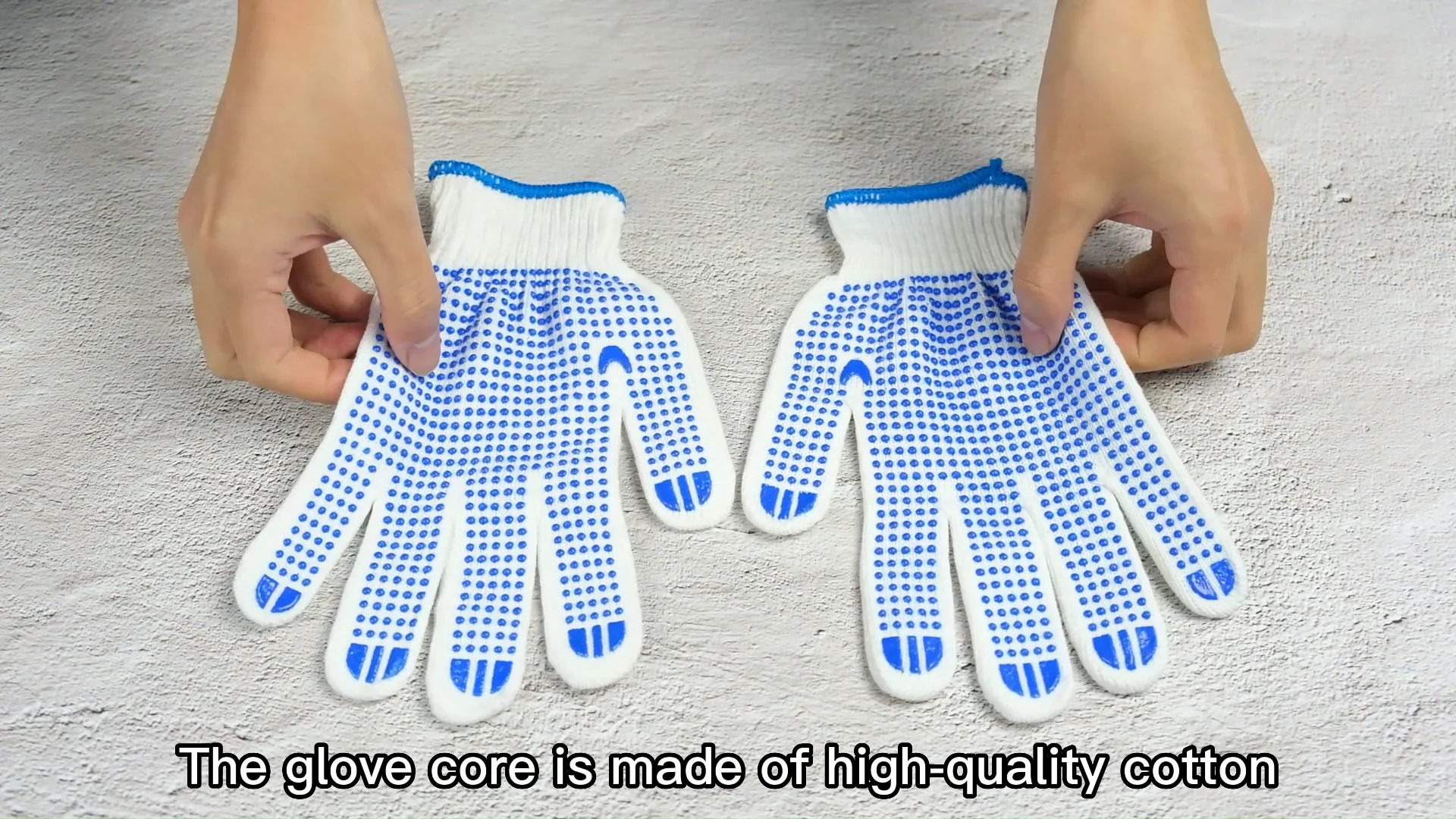 Manufacturer Supply Construction Rubber Grip Pvc Dot White Work Cotton