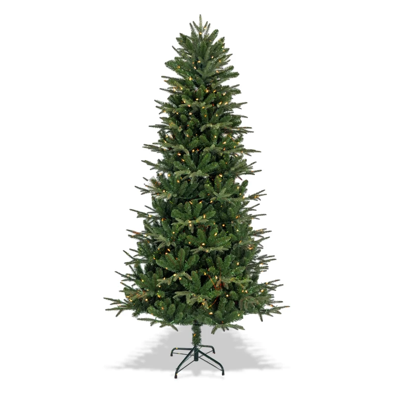 Wide Tree Girth 5/6/7FT Slim Pvc Pe Mixed Kerstboom Arbol De Navidad Hinged Green Artificial Christmas Tree With Leds