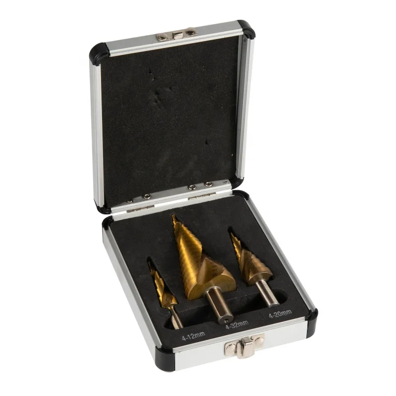 Factory Metric 3-Piece Hex Shank HSS Step Drill Bit Set for Metal R Trough Recessed Drill Bits