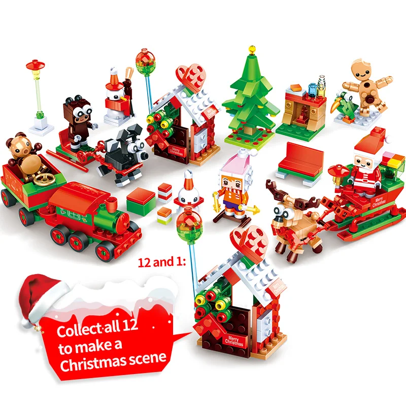 2024 Hot Christmas Block Theme items DIY educational building block toy for kids blocks play set gift and reward Christmas Toys