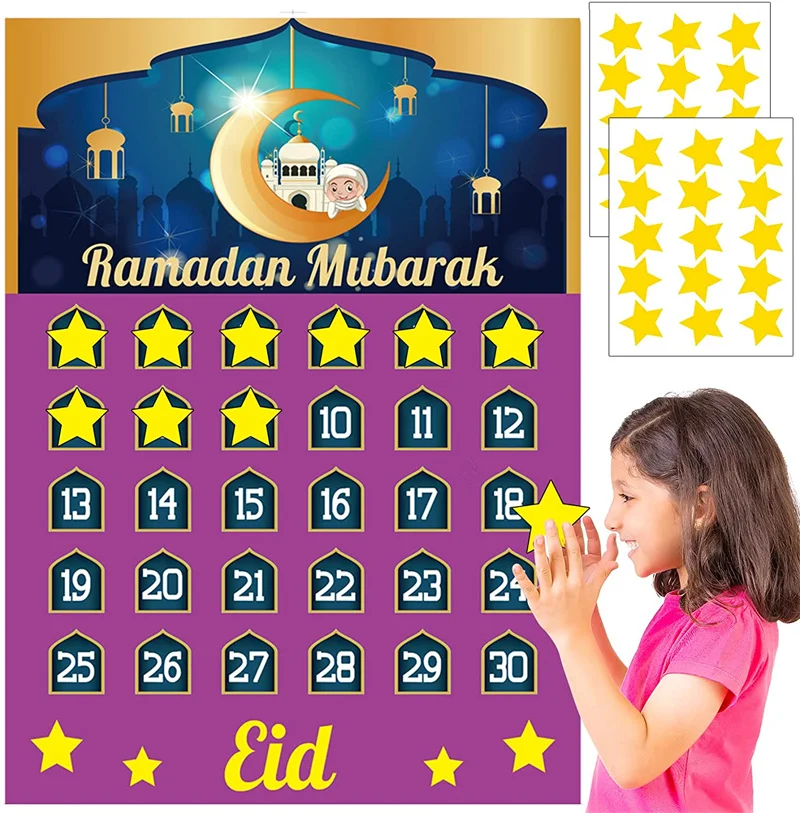 2026 Eid Mubarak Ramadan Countdown Calendar for Kid Islamic Muslim
