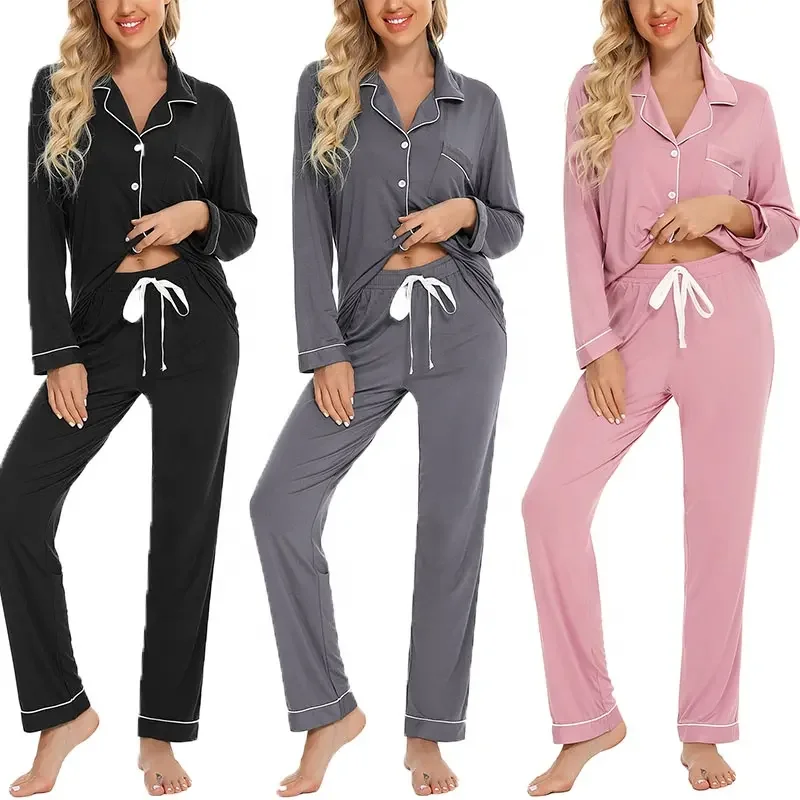 Hongbo Women Pajama Set For Women 2 Piece Sleepwear Long Sleeve Mom ...