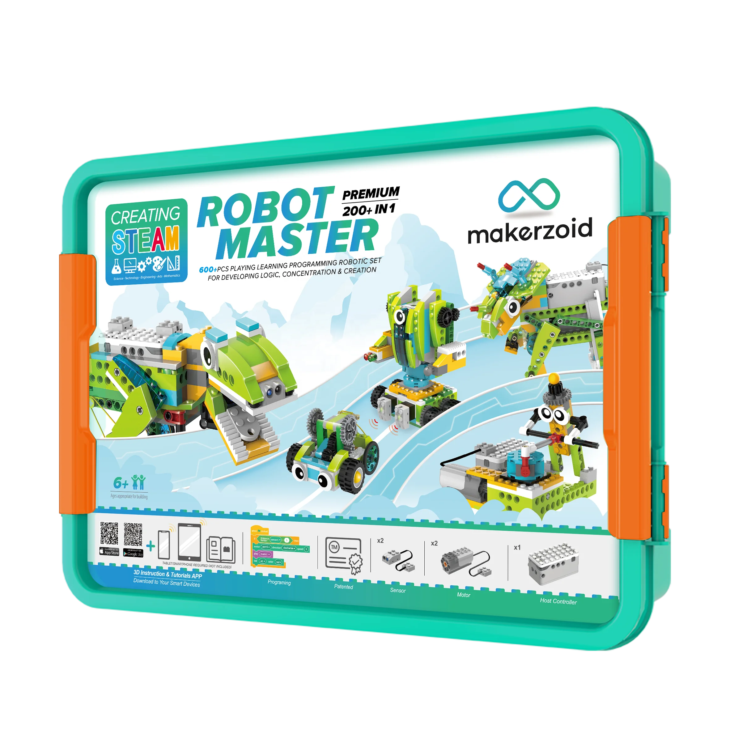 Makerzoid Coding Robot Kits, 26 in 1 Set - App Controlled Stem Educational Toy, Superbot DIY Building Set, Programmable Robotics