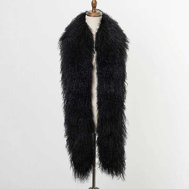 Новый дизайн пушистые длинные меховые шарфы женский шарф из натурального монгольского