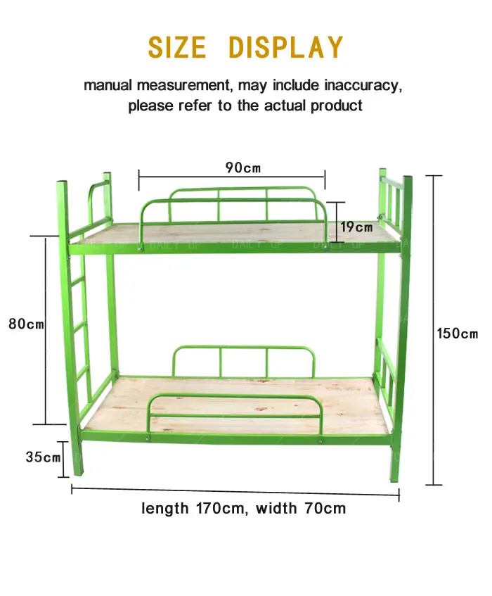 Dormitory Steel Frame Bunk Bed School Student Double Decker Bed With Ladder Stairs Guardrail For Kindergarten Bedroom