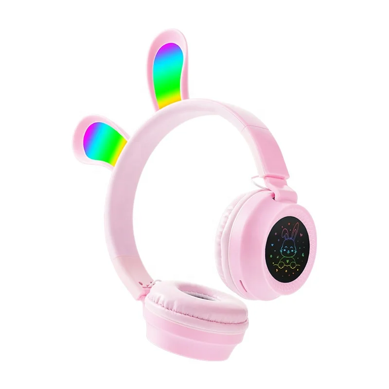 Stylish Cute Bunny RGB Pink Wireless Gaming Headphone Headset for Girls Hot  with LED Battery Indicator