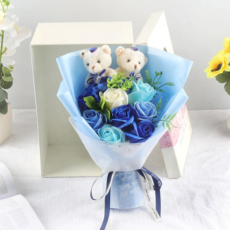 ソープフラワー ラウンドボックス フラワーギフト 花 枯れない花 バレンタイン ローズ 石鹼花 造花 おしゃれ フラワー プレゼント 彼女 母 結婚祝い 敬老の日 ギフト 北欧風 インテリア 彼女への贈り物 人気 Modanic Mengxi人工バラ石鹸花写真小道具手作りバレンタイン