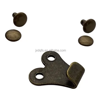 iron metal hook with rivets for boots and Wrap strap plating to be antique brass metal color hooks