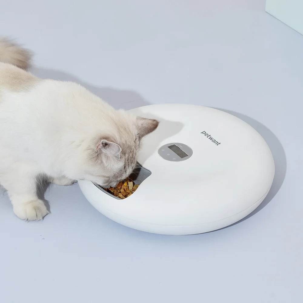 Donuts 6 Meal Automatic Wet and Dry Food Pet Feeder with Programmable Timer Auto Dispenser for Cat Dog