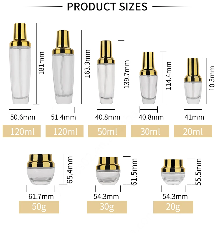 120ml 100ml 50ml 30ml lotion glass bottle customized cosmetic packaging 50g 30g cream jar skincare packaging factory