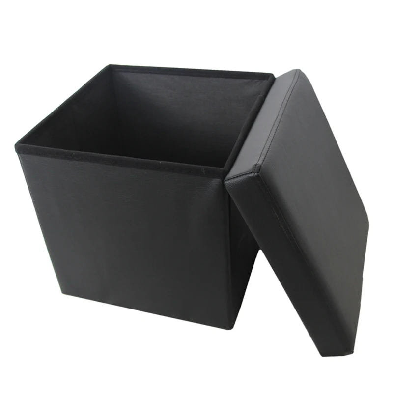 Custom Modern Design Factory Direct Sales Multifunctional Folding PVC Faux Leather Folding Storage Ottoman Stool
