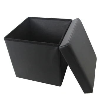 Custom Modern Design Factory Direct Sales Multifunctional Folding PVC Faux Leather Folding Storage Ottoman Stool