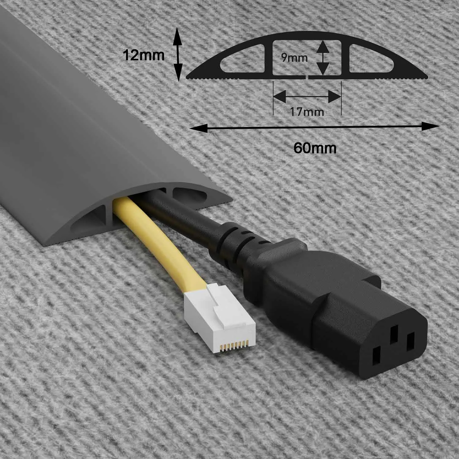 Stainless Steel Floor Cable Cover – Wire Management Raceway Channel, 120cm/47.2in Length, Multiple Sizes Available