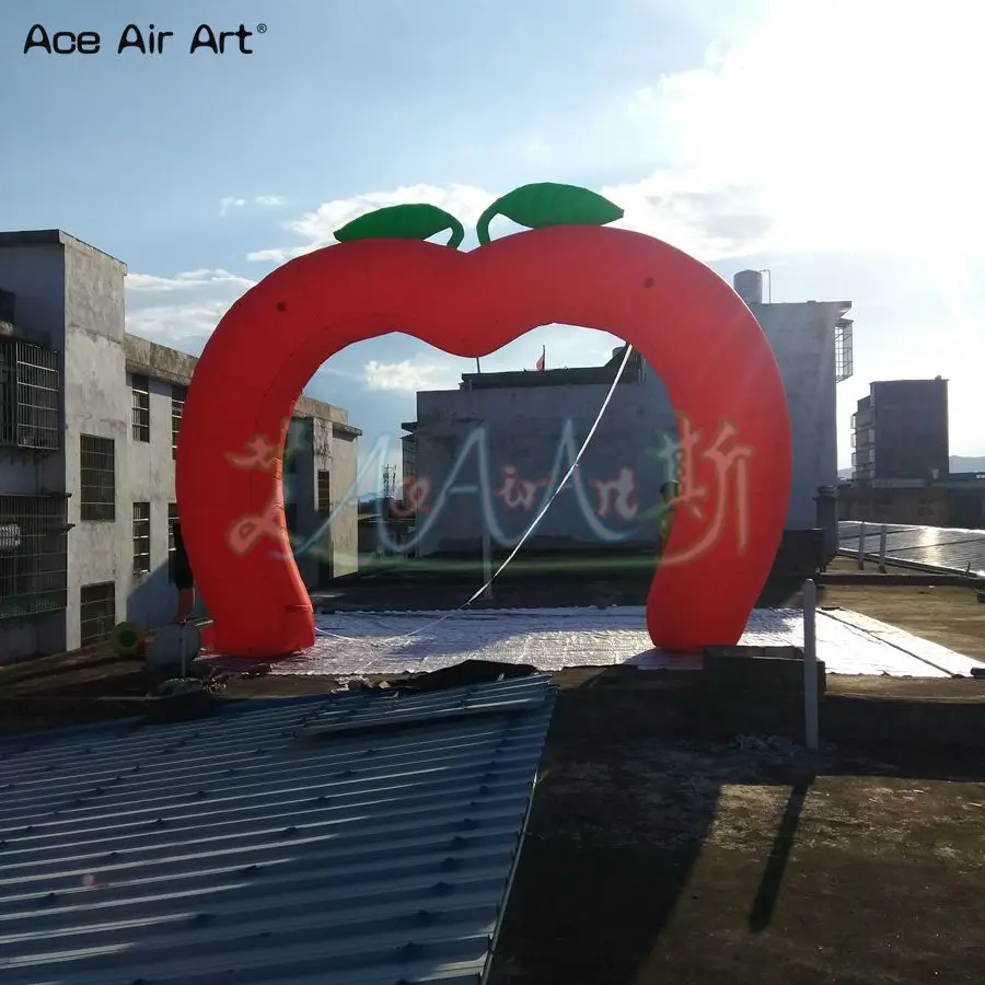 Red Inflatable Apple Archway, Outdoor Promotion Gantry for Fruit Advertising & Event Decoration Includes Air Blower