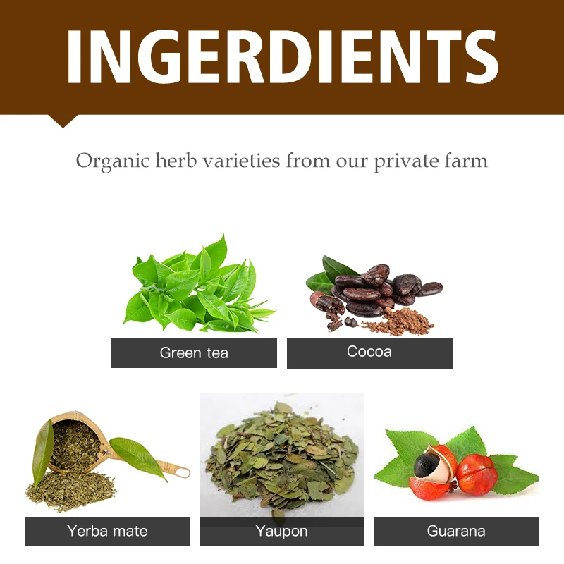 Oem Green Tea&cocoa Premium Herbal Blend Tea To Replace Coffee High