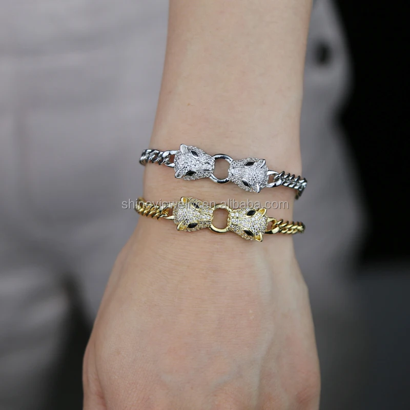 2023 New Arrived Gold Plated Cuban Link Chain Cool Animals Jaguar Charm