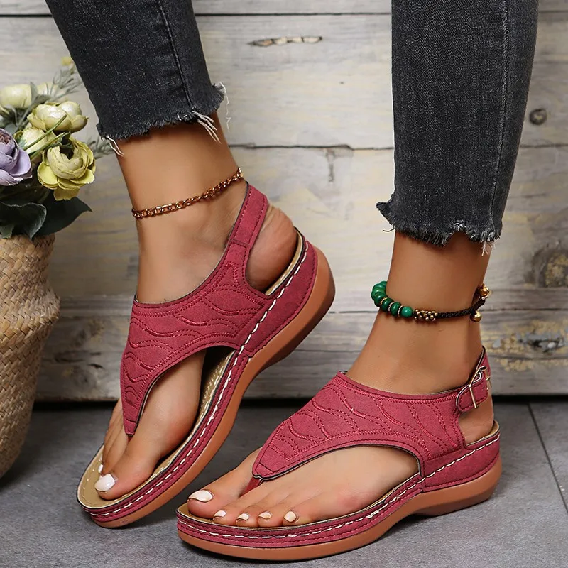 2022 summer new wedge heel flip flops wish flip flops ladies sandals foreign trade women's shoes