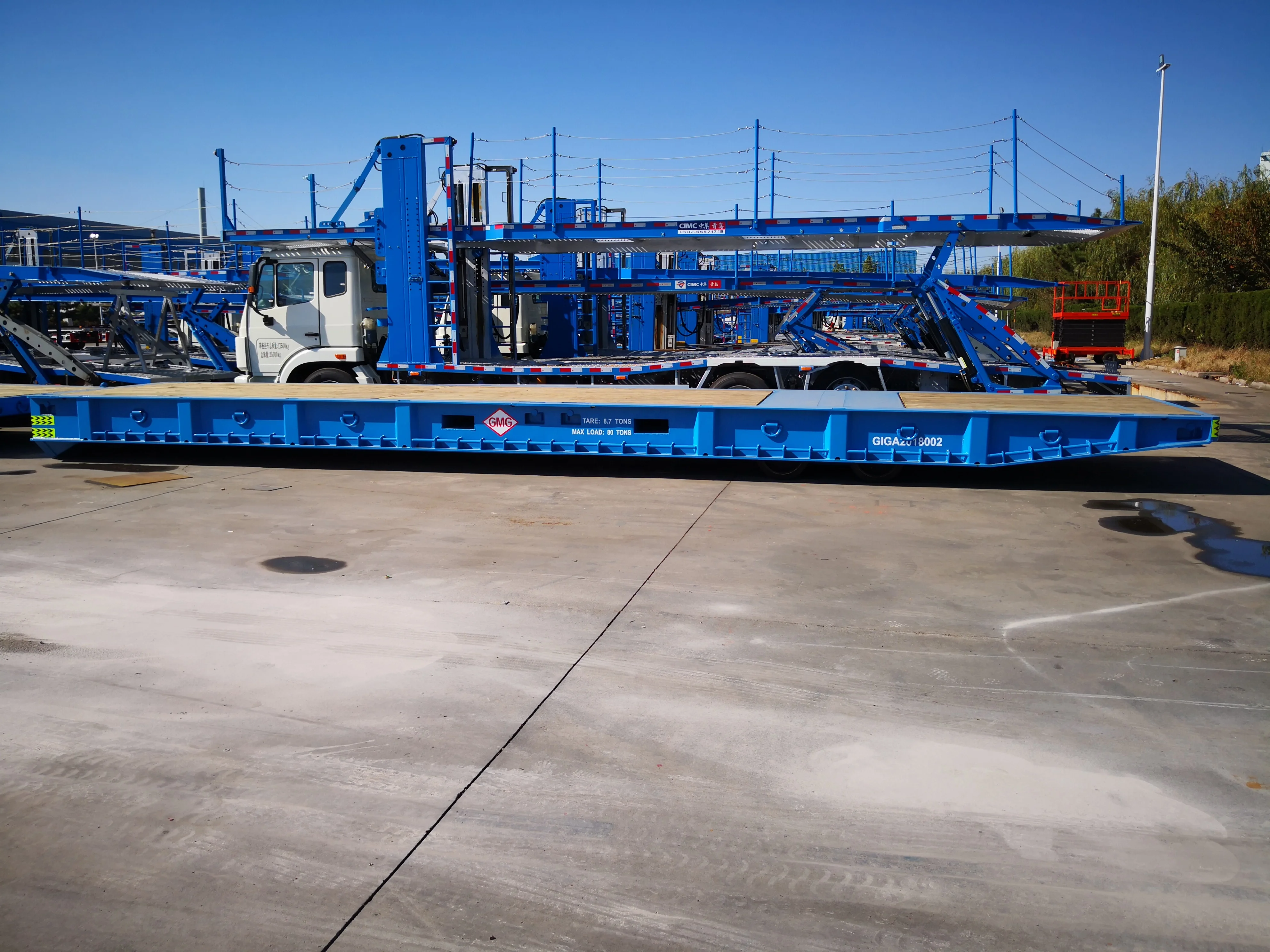 China-Made CIMC Mafi Container Flatbed Semi-Trailer Gooseneck New Steel Model 120000kg Payload for Container Loose Cargo