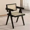 Retro black solid wood-double sided rattan weaving
