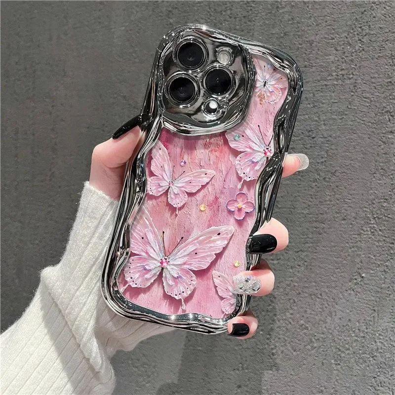 Luxury Butterfly Design Cutemobile Phone Case Plating Craft Tpu Pc Cover For Iphone 16 15 details