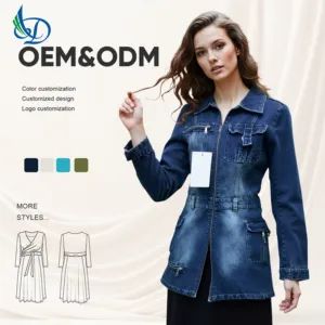 Women's Tight Fitting Casual Denim Jacket Long Sleeved Slim Fit Denim Jacket, Autumn