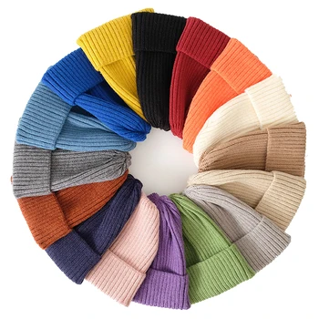 Winter Slouchy Silk High Quality Cotton Plain Blank Logo Custom Knitted Beanie Hat for Women
