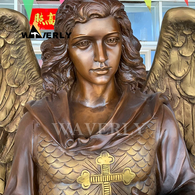 Custom Metal Art Bronze Angel Figurines Large Catholic Religious Brass